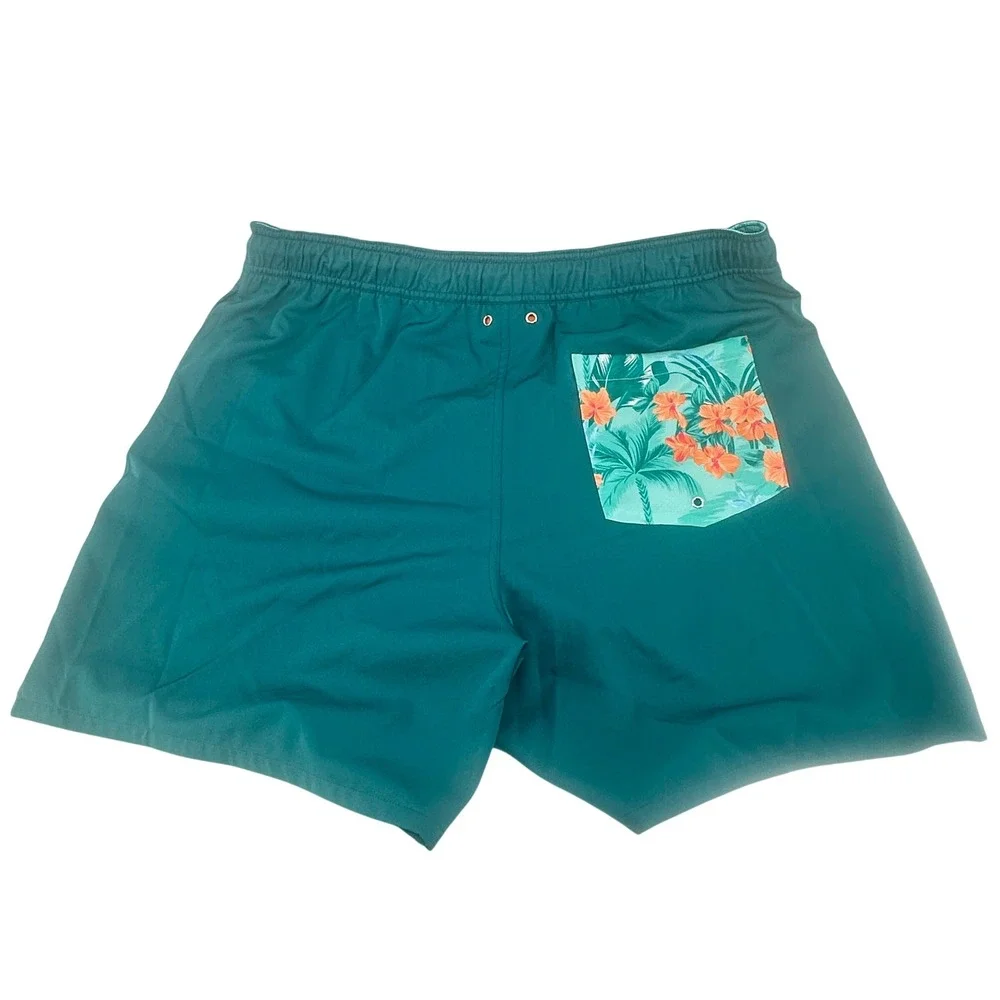 Robert Graham Swim Trunks Mens 2XL Teal Green Floral Pocket Regular Fit New